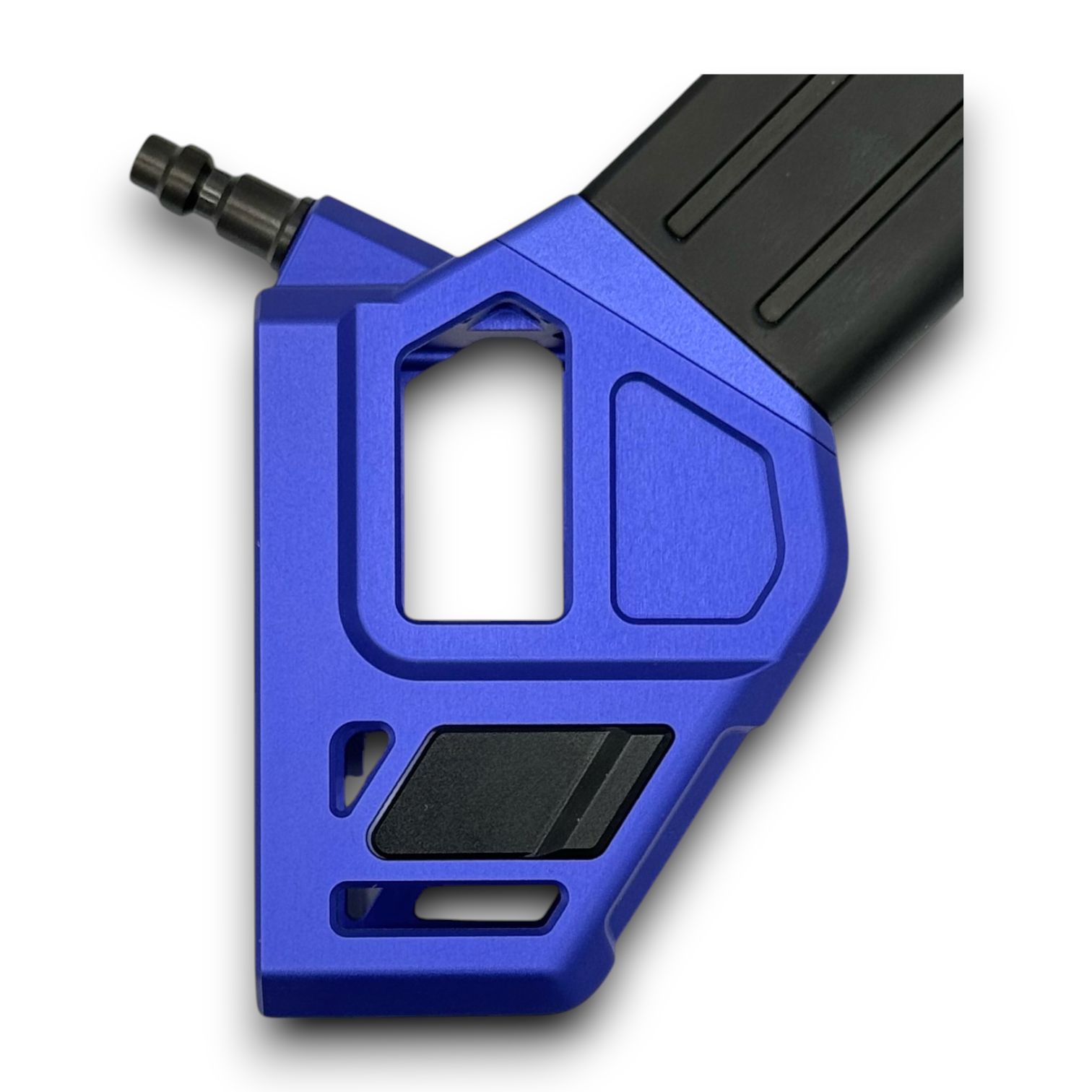 Photo of T1P CNC Angled HPA Adapter - GLK / AAP - blue top, blue base, black catch