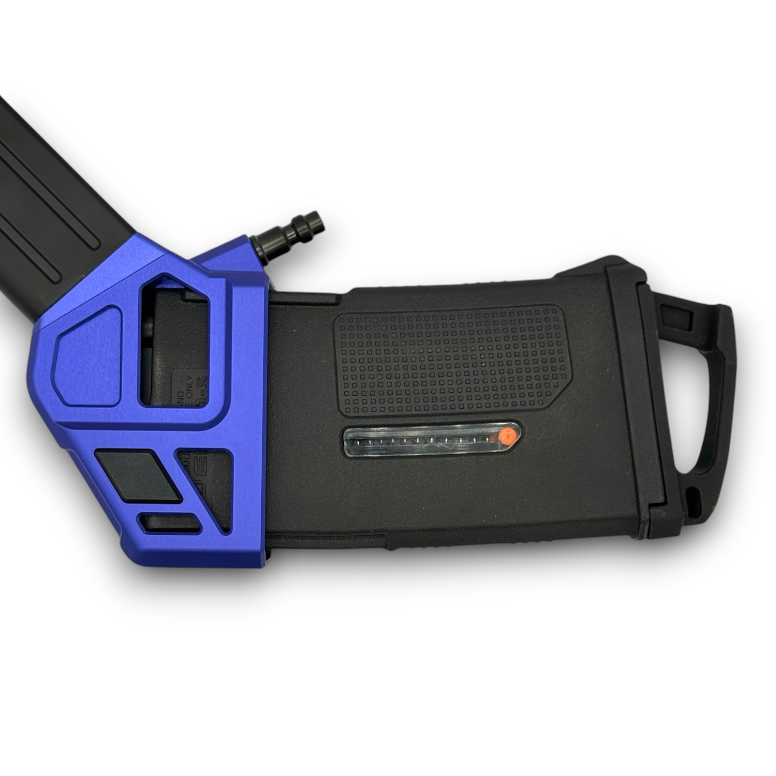Photo of T1P CNC Angled HPA Adapter - GLK / AAP - blue top, blue base, black catch with mag