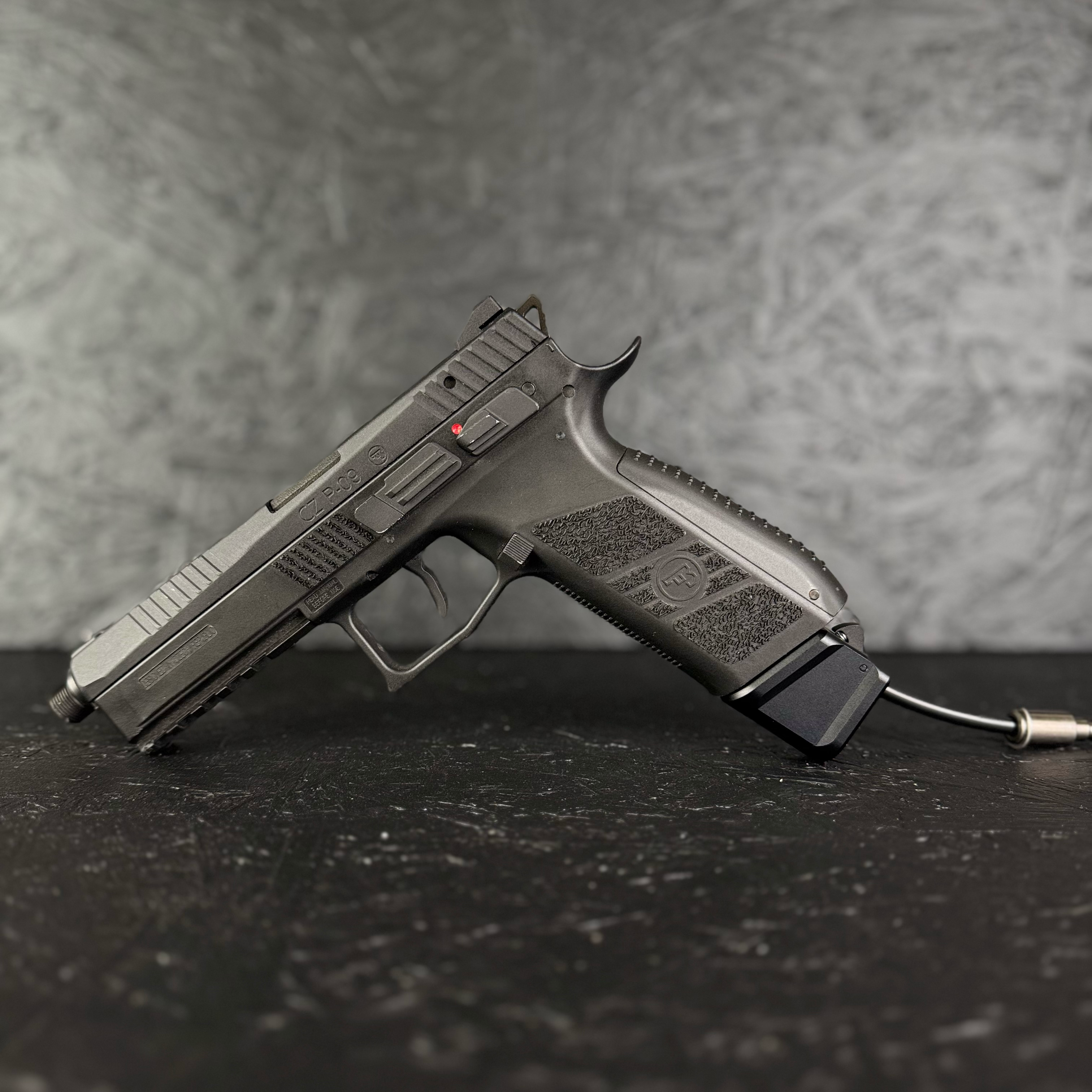 AIRTAC CZ P-09 Shotgun Shell HPA Adapter with black T1P CNC base in RIF.