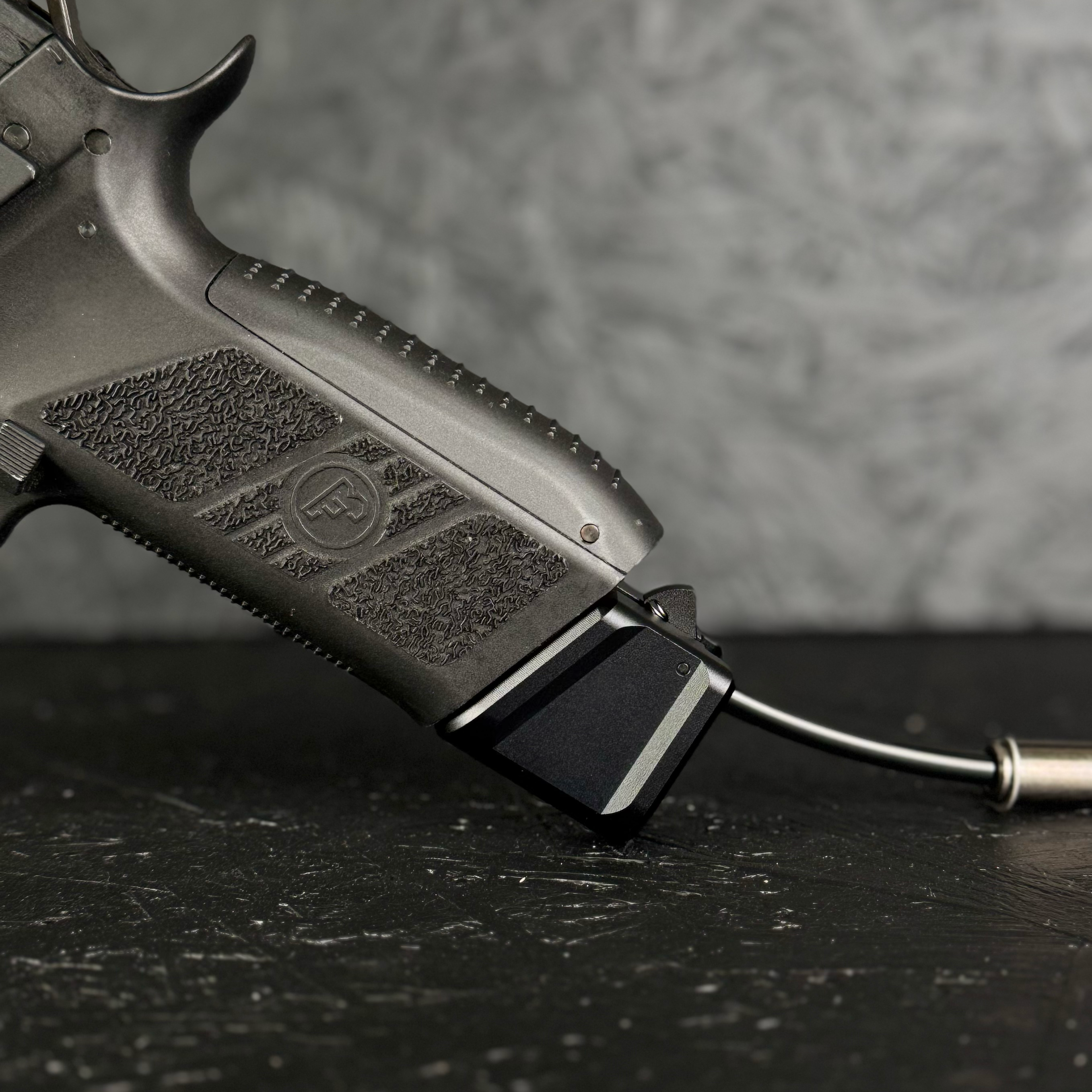 AIRTAC CZ P-09 Shotgun Shell HPA Adapter with black T1P CNC base in RIF.