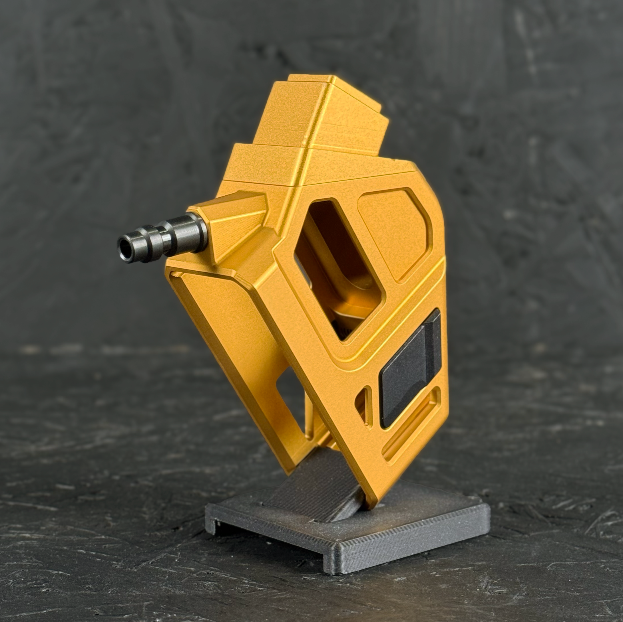 Photo of T1P CNC Angled HPA Adapter - GLK / AAP - gold top, gold base, black catch