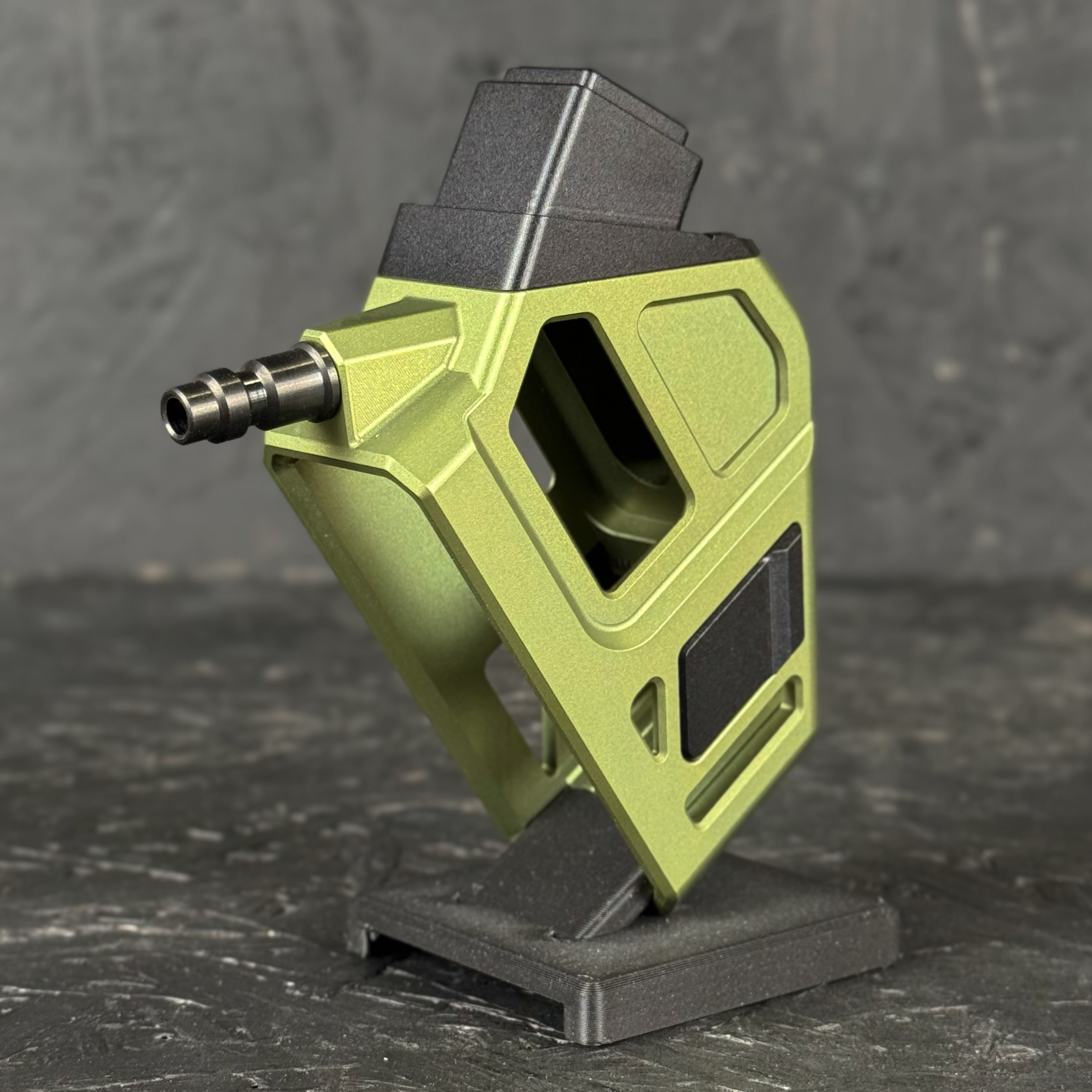 Photo of T1P CNC Angled HPA Adapter - GLK / AAP - black top, green base, black catch