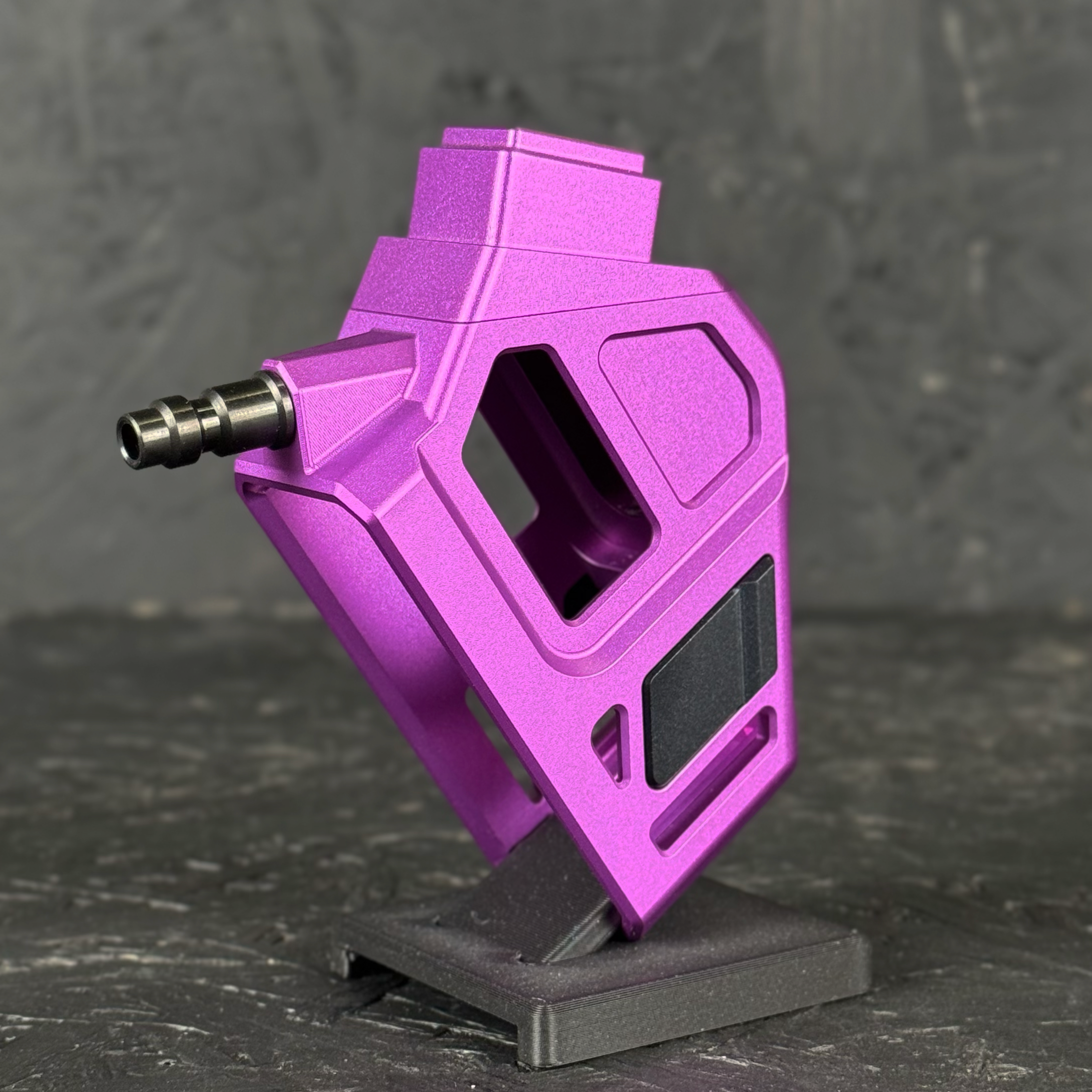 Photo of T1P CNC Angled HPA Adapter - GLK / AAP - purple top, purple base, black catch