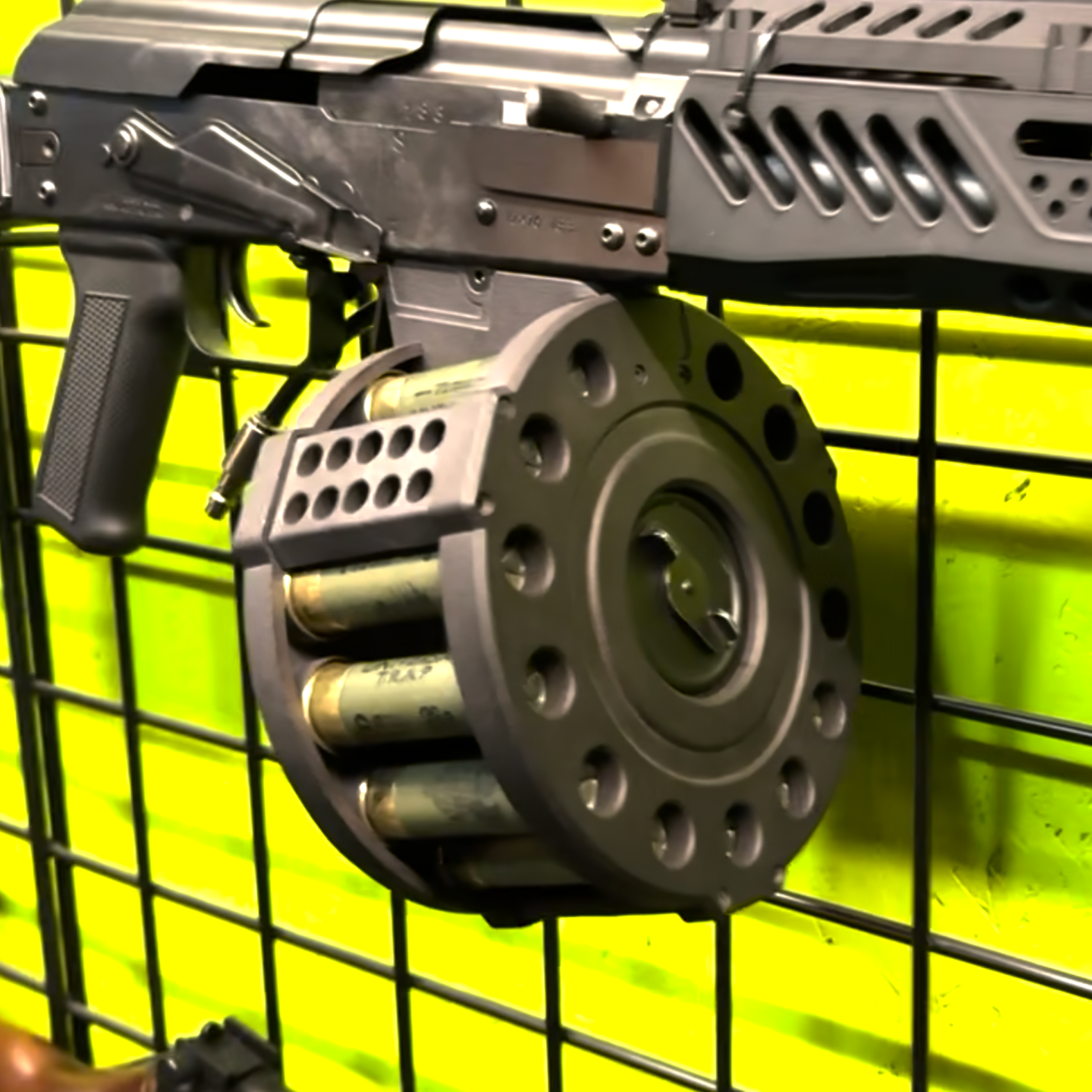 Close up photo of AIRTAC Tokyo Marui SAIGA-12K / SAIGA SBS Megadrum HPA Adapter - PLUG N PLAY in RIF