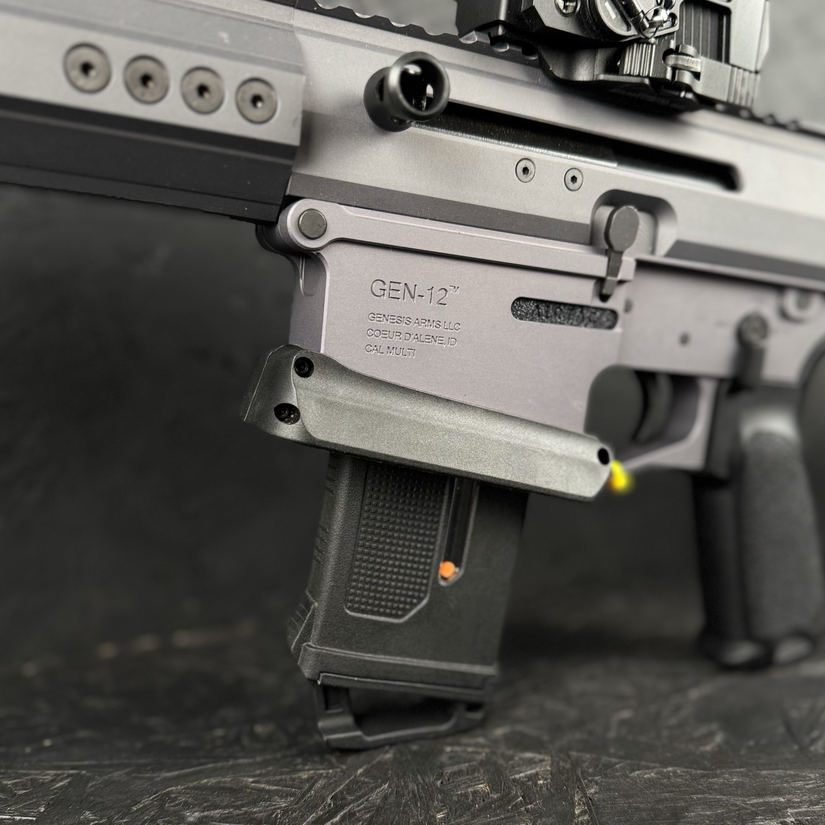 Close up photo of AIRTAC Wolverine Gen 12 M4 Adapter with mag in RIF