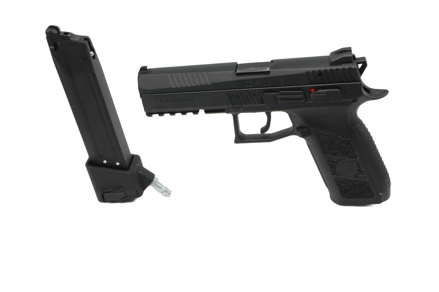 Photo of AIRTAC ASG / KWA CZ P-09 to MP5 HPA Adapter assembled next to RIF