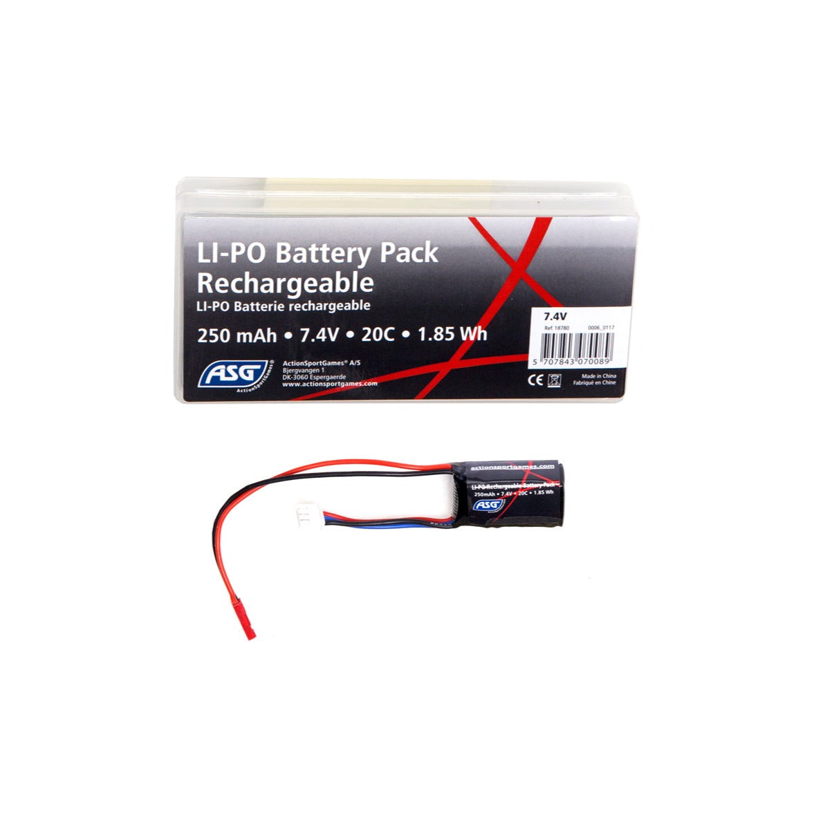 ASG 7.4V 250mAh 20C Li-Po Battery for HPA Engines - AIRTACUK