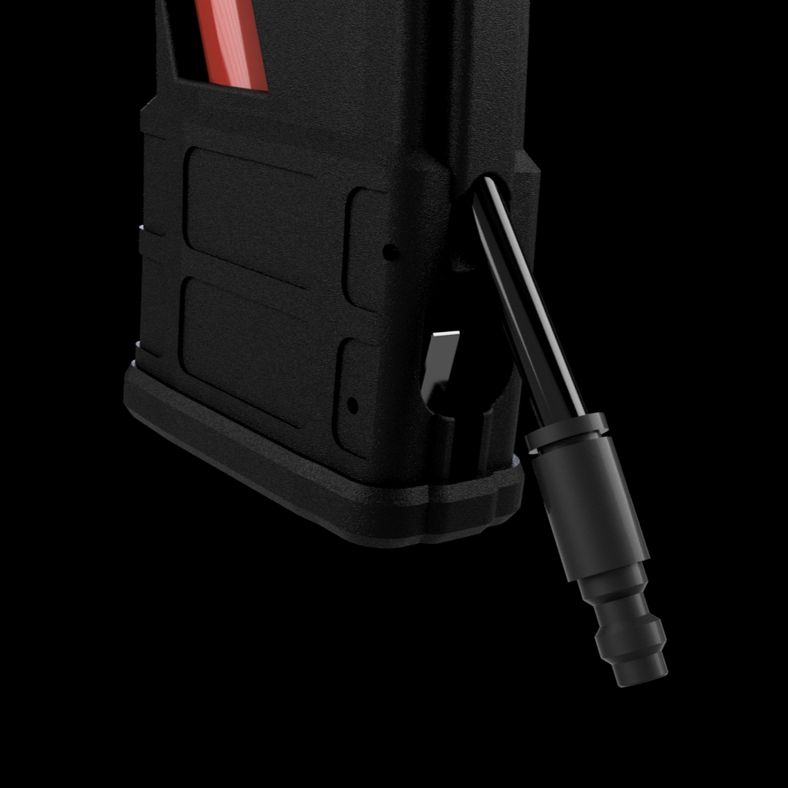Close up rendered image of AIRTAC GHK M4 / GHK G5 Shotshell HPA Adapter - PLUG AND PLAY