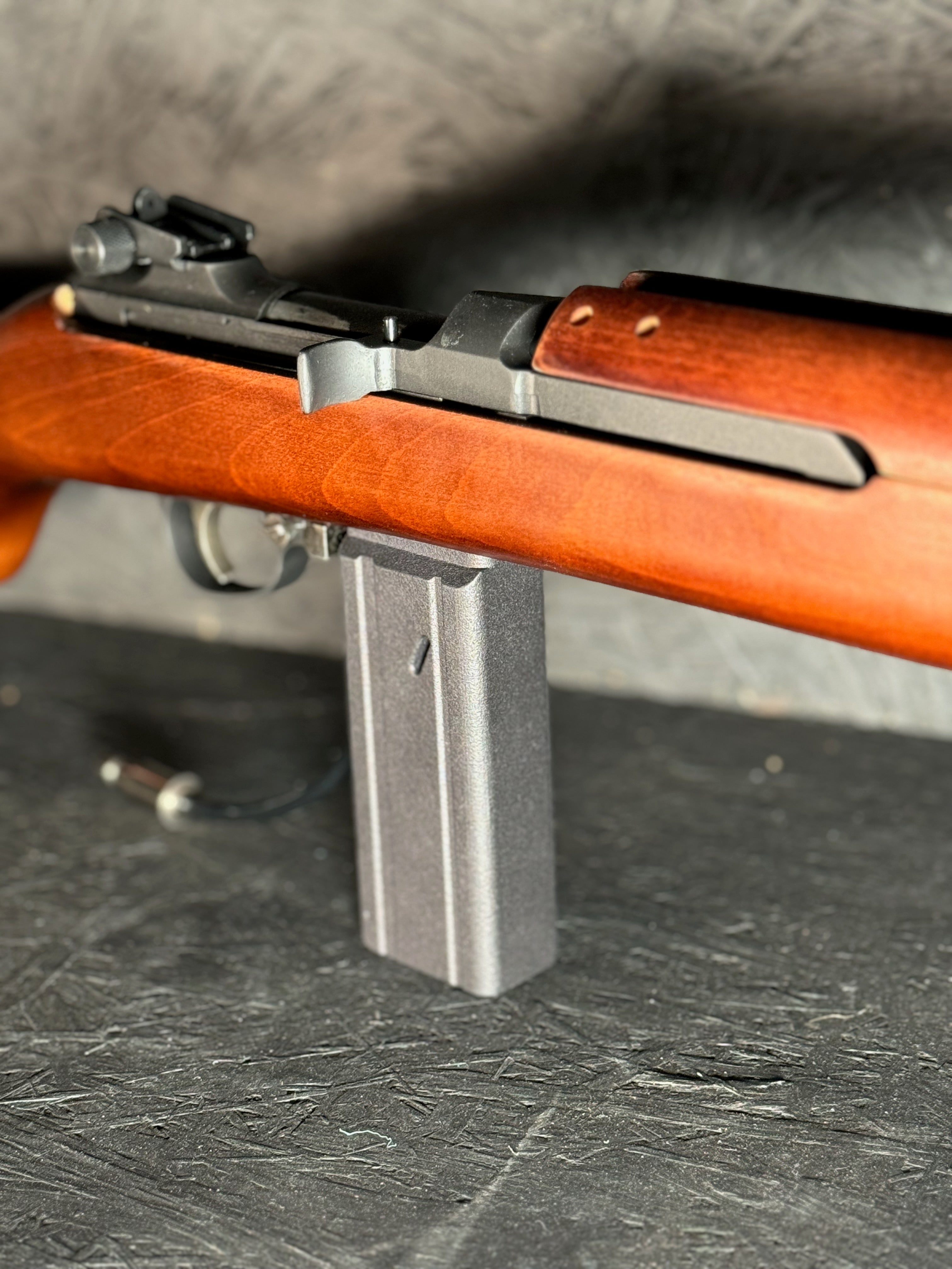 Close up photo of AIRTAC King Arms M1/M2 Carbine Shotgun Shell HPA Adapter in RIF